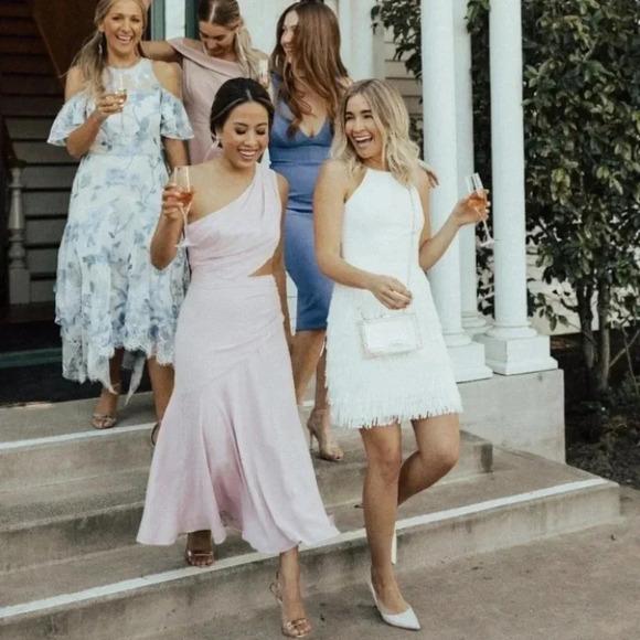 NWT Anthropologie BHLDN Aidan Mattox Prominade Fringe Mini Dress Short White 2 - Picture 7 of 12